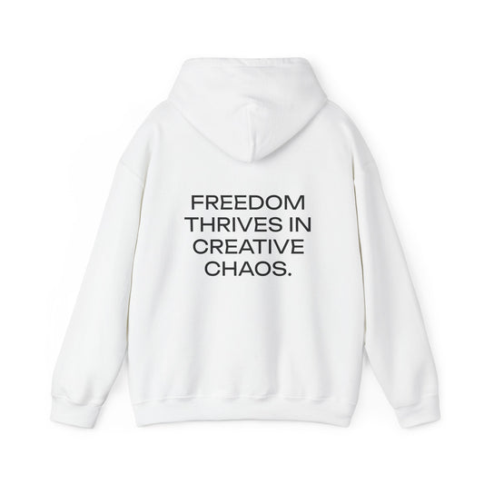 FREEDOM THRIVES IN CREATIVE CHAOS. - Unisex Heavy Blend™ Hooded Sweatshirt